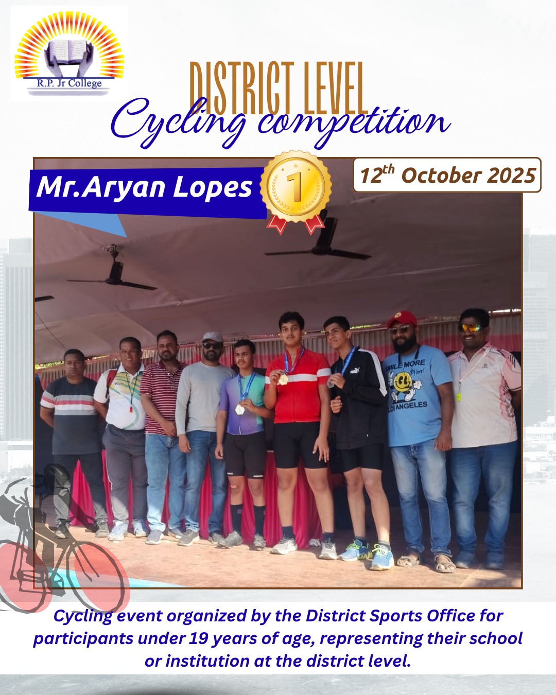 Jr college cycling winner post boy