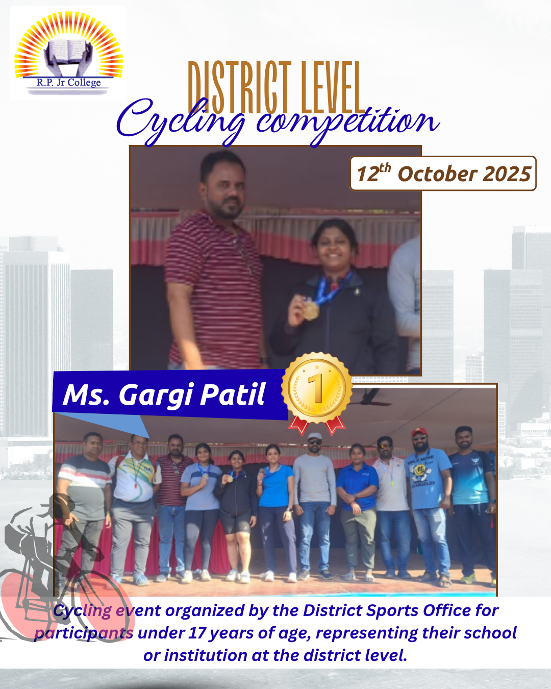 Jr college cycling winner post girl